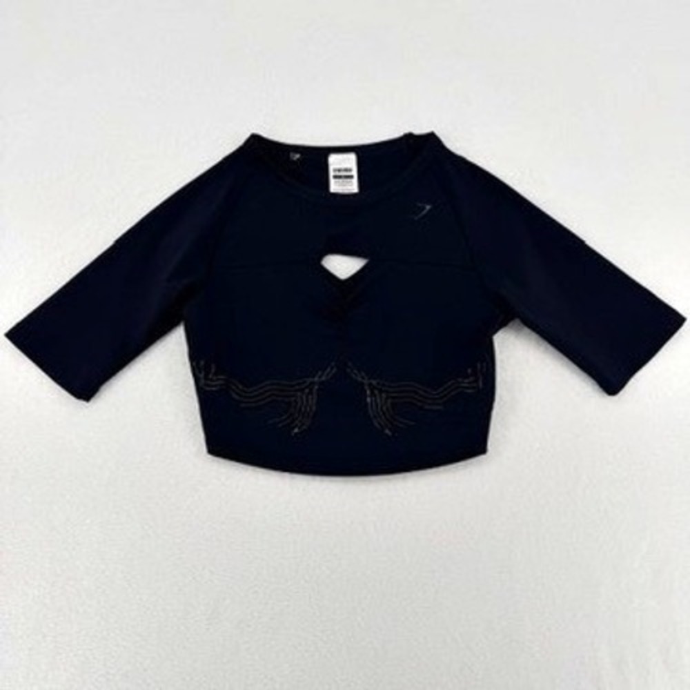 Gymshark Black Cropped Training Top‎ Open Back Athletic Shirt Small